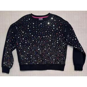 Terez Black Pullover Sweater M Gems Crew in Black Rainbow